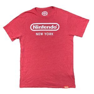 Nintendo New York Logo Adult Red World NY Mario Peach Luigi Gamer Shirt Mens XL